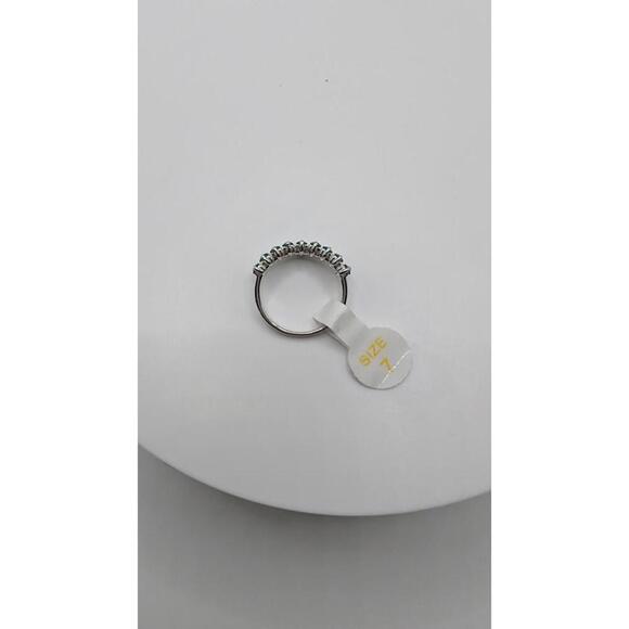 Silver Tone Ring with Blue Rectangular Stones Size 7 - Picture 6 of 9